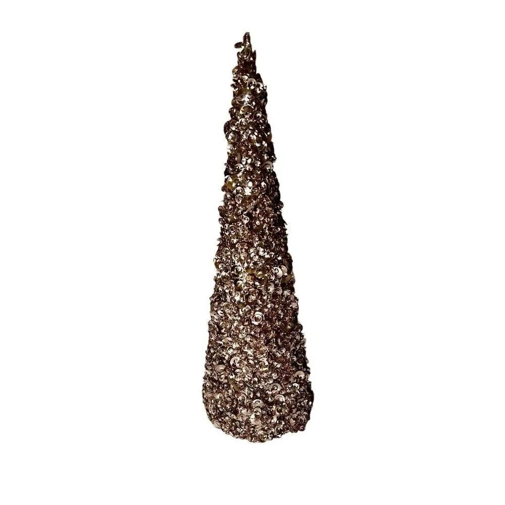Champagne Sequined Cone Tree New With Tags 12”x4”